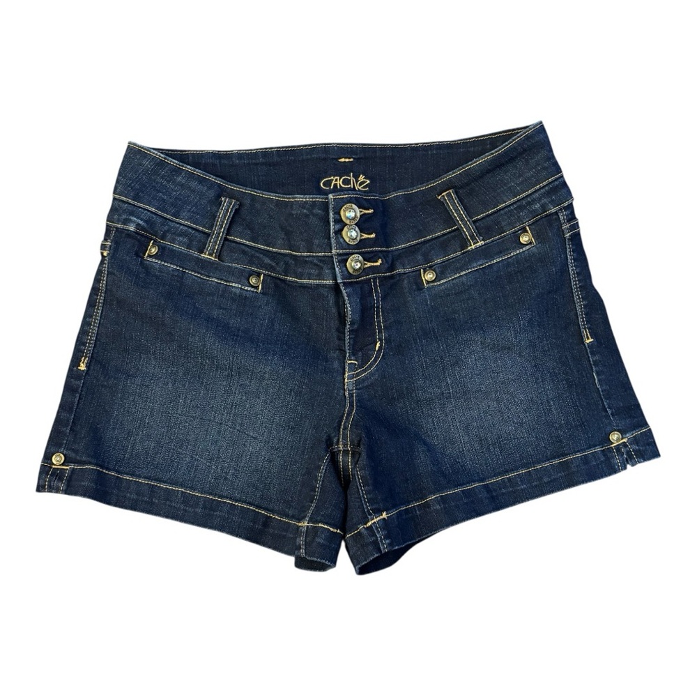 CACHE’ Vintage Y2K Denim Shorts Dark Wash Mid Rise Stretch Size 6